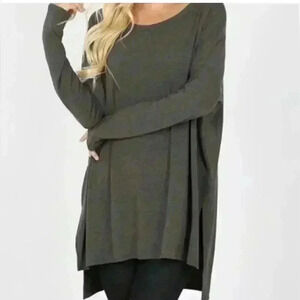 Eileen Fisher Womens Gray Tunic Sweater Long Size XS Long Sleeve